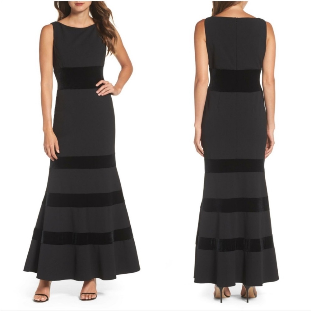 Black velvet band Vince Camuto mermaid gown